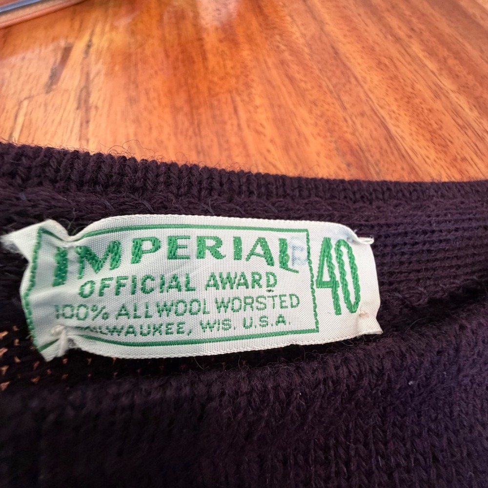 Imperial Official Award 1950s Sweater Varsity Wool VTG Lettermen Academia Sz 40 - Picture 6 of 16